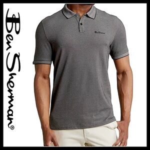 Ben Sherman Men’s Birdseye Piqué Cotton Blend SS Polo Shirt Size (L) Like NEW